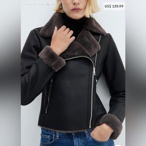 Mango Faux Shearling-lined Jacket